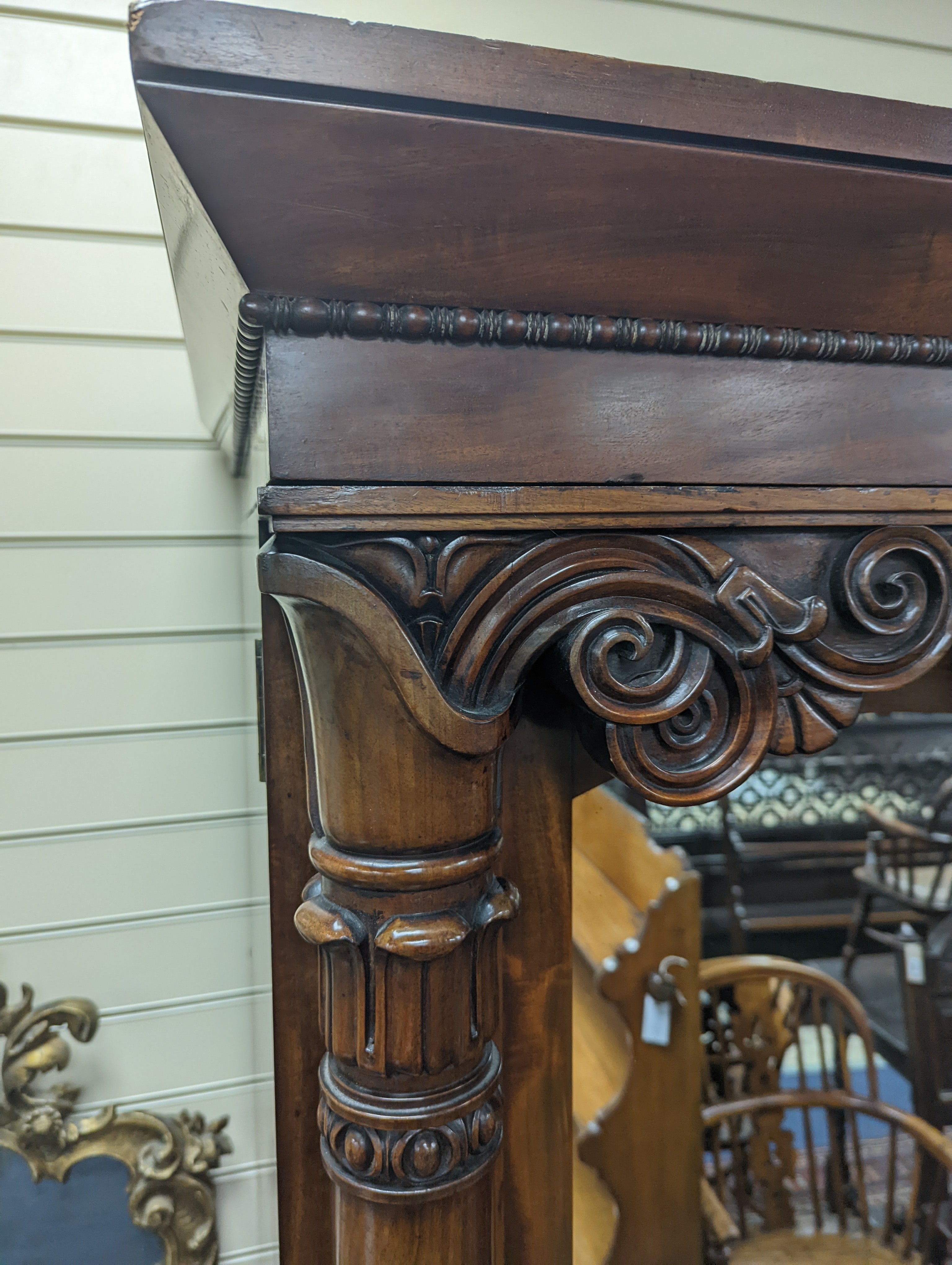 A 17th century Lancashire carved oak side chair, width 47cm, depth 36cm, height 104cm